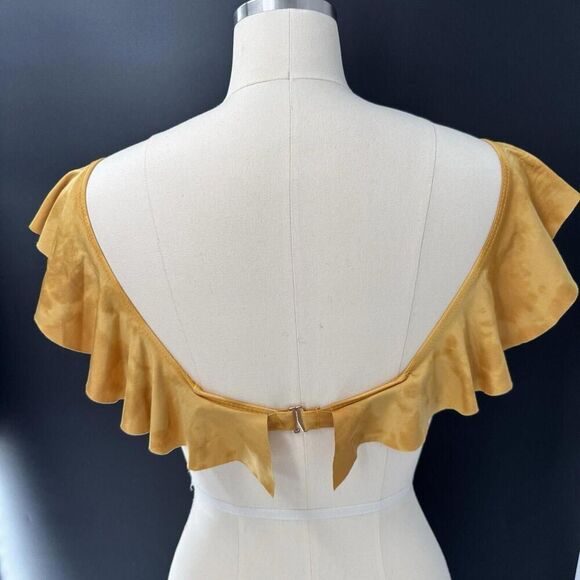 Blue Life Ruffle Off Shoulder Bikini Top Xs Yellow Flounce Tie Dye Flutter - Picture 5 of 6